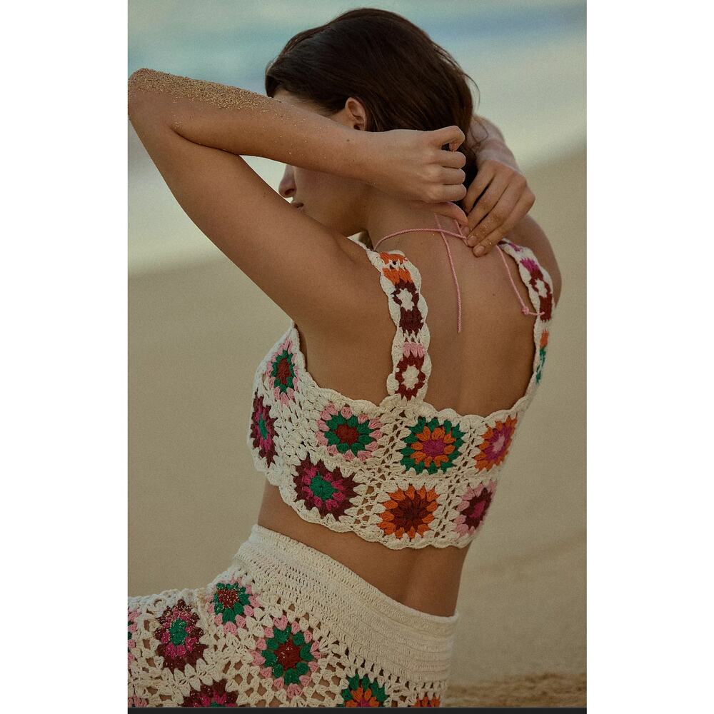 NWT Beach Riot x Anthropologie Crochet Cotton Crop Top - Size Large - Picture 5 of 6